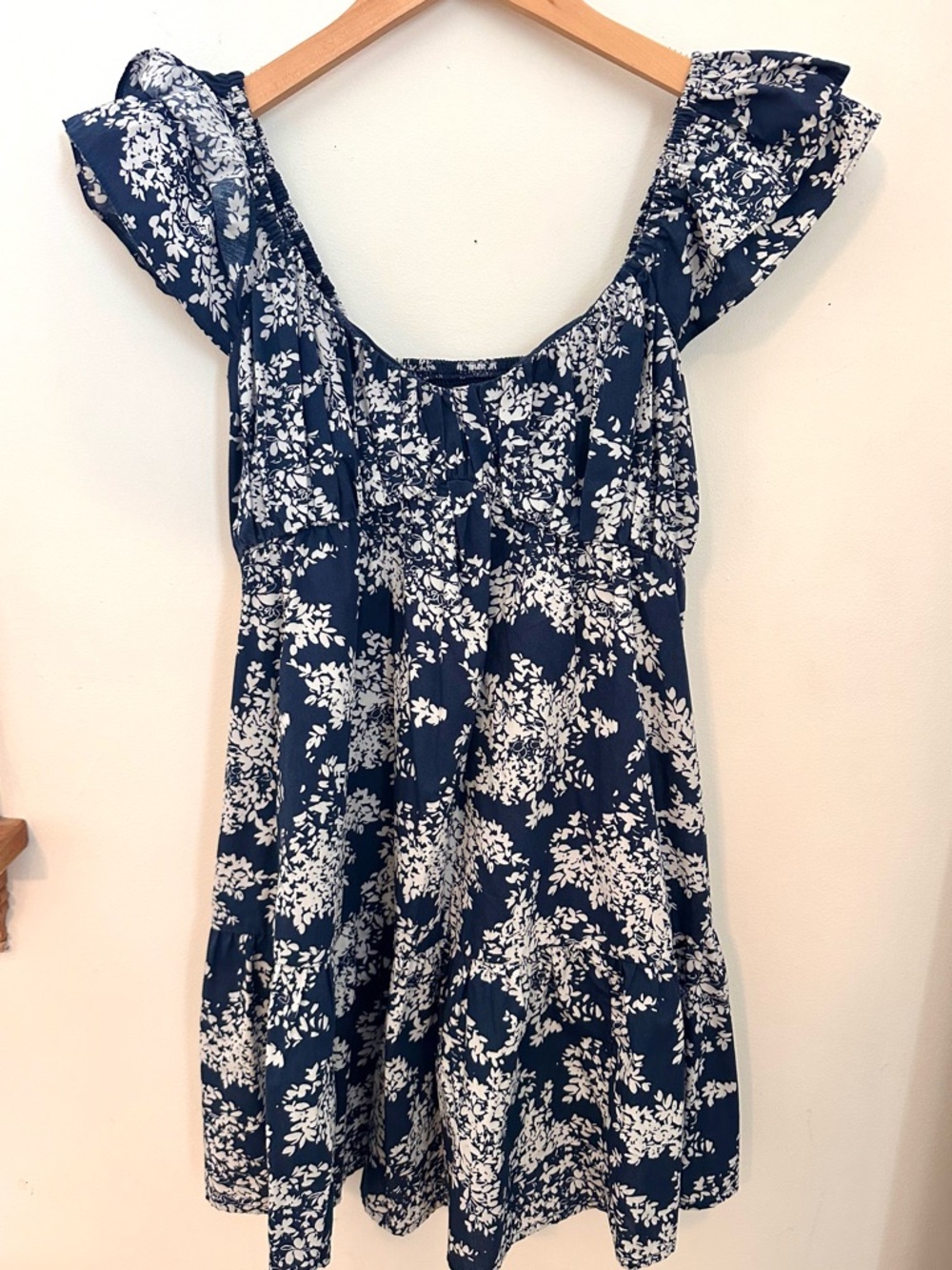 Abercrombie & Fitch Navy Blue and White Floral Mini Dress